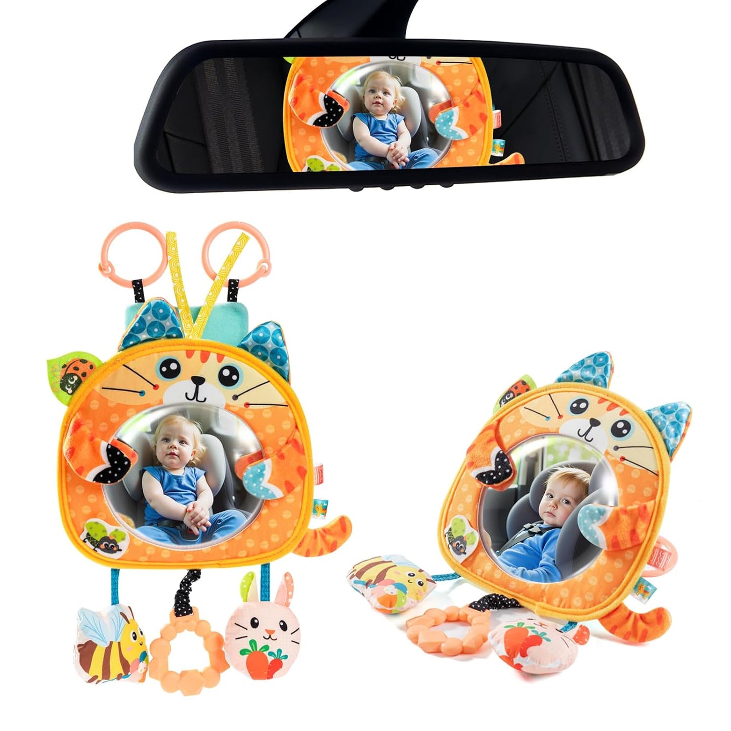 Jollybaby Car Seat Crib Stroller Play Gym Hanging Toy for Baby 0-3-6-12 Months, Tummy Time Mirror Toys Gifts for Newborn Infants, Carseat Travel Toy for Road Trip - Frog