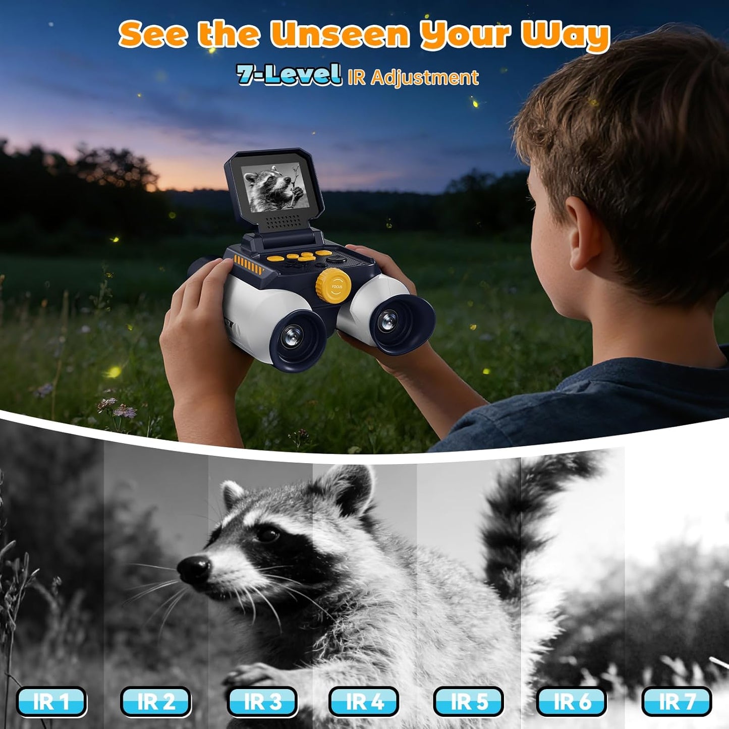 Binoculars for Kids with Night Vision - 48MP FHD Digital Camera Binoculars STEM Toy with 2.4" IPS Screen, 10X Optical Zoom, Rechargeable for 4-12 Years Boys & Girls Birthday Gift Outdoor Bird Watching