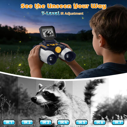 Binoculars for Kids with Night Vision - 48MP FHD Digital Camera Binoculars STEM Toy with 2.4" IPS Screen, 10X Optical Zoom, Rechargeable for 4-12 Years Boys & Girls Birthday Gift Outdoor Bird Watching