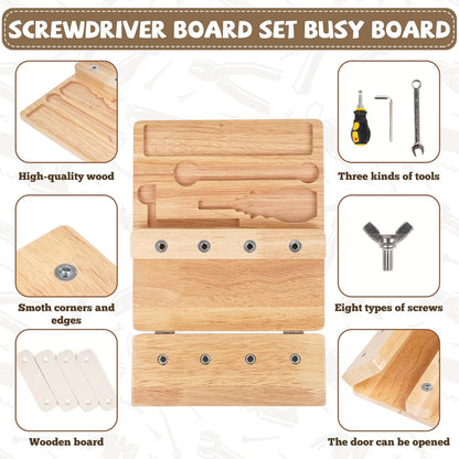 Busy Board,Montessori Screwdriver Board for Kids,Montessori Fine Motor Skills Toy, Screwd Tool Set, Sensory Toy for Toddlers,Educational Activity Set for Educational Preschool Gift for Boys