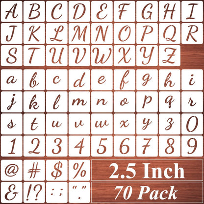 6 Inch Alphabet Letter Stencils for Painting - 70 Pack Letters and Numbers Stencil Templates with Signs for Painting on Wood, Reusable Number and Letter Stencils for Chalkboard Wood Signs & Wall Art