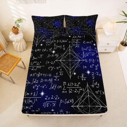 Erosebridal Chemistry Lab Fitted Sheet Twin Size Chemical Equation Bed Sheets for Boys Girls Chemical Elements Science Theme Bed Set Teens Kids Science Students Bedding Set School Dorm Room Decor