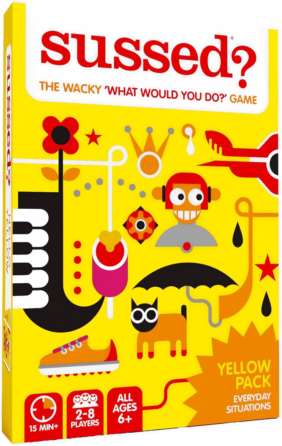 SUSSED The Wacky ‘What Would You Do’ Social Card Game - Simple Fun for Kids, Teens and Adults - Easy Family Travel Game for Road Trips - Ages 7 and Up - Orange Deck