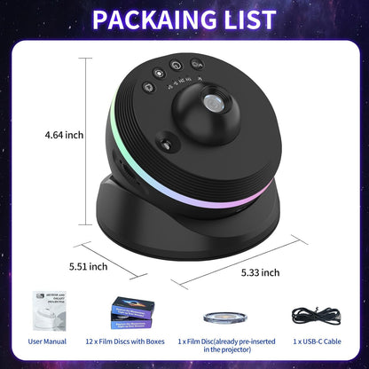 Meteor Galaxy Projector, 13 in 1 Planetarium Star Projector Realistic Starry Sky Night Light with Solar System Constellation Moon for Kids Adults Bedroom Ceiling Home Theater Living Room Decor, Black