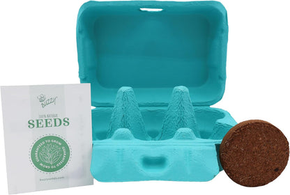 Buzzy Seeds Flower Starter Kit | 2-Pack Eco-Friendly Colorful Egg Cartons | Sunflower & Daisy Seeds | Indoor Flower Grow Kit | Gardening Gift | Ideal for Easter or Mother's Day Gifting