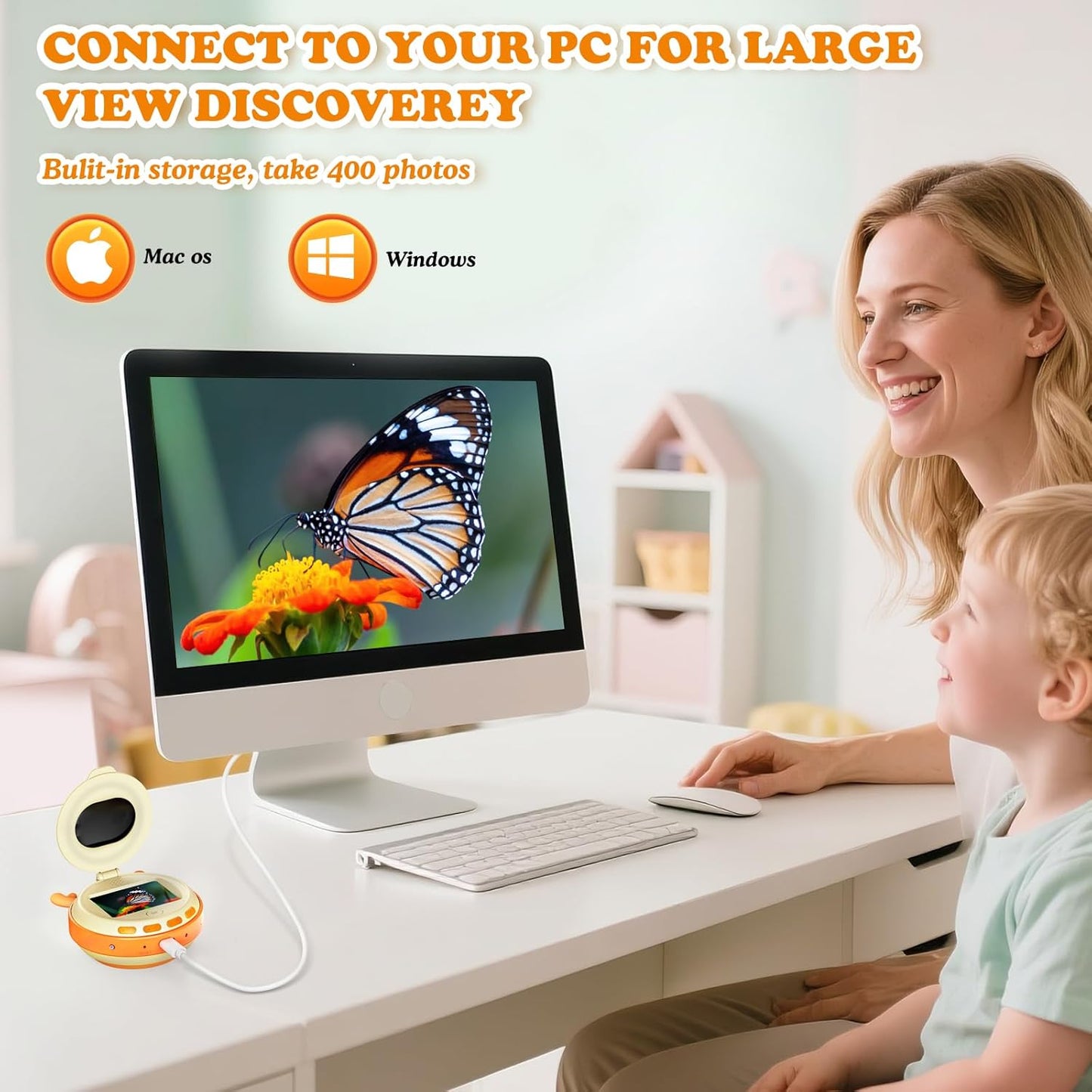 Hayve Handheld Digital Microscope for Kids 1000X,16MP Portable Pocket Microscope with 2inch IPS Screen,1080P Coin Magnifier for Collectors with 8 LEDs, PC View, 8GB