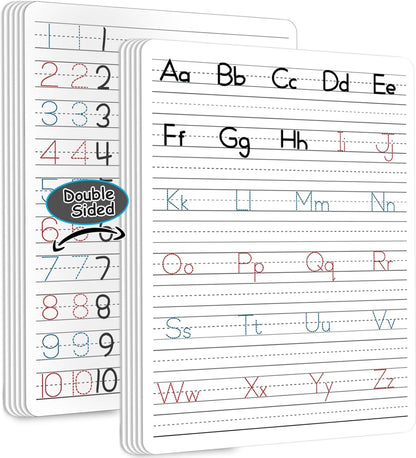 48pcs Dry Erase Board with Lines Handwriting Practice Letter Alphabet Tracing Thickened Whiteboard Must Haves Double Sided Teacher Tool Portable Drawing12 x 9"