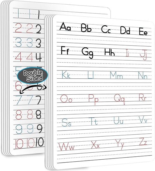 48pcs Dry Erase Board with Lines Handwriting Practice Letter Alphabet Tracing Thickened Whiteboard Must Haves Double Sided Teacher Tool Portable Drawing12 x 9"
