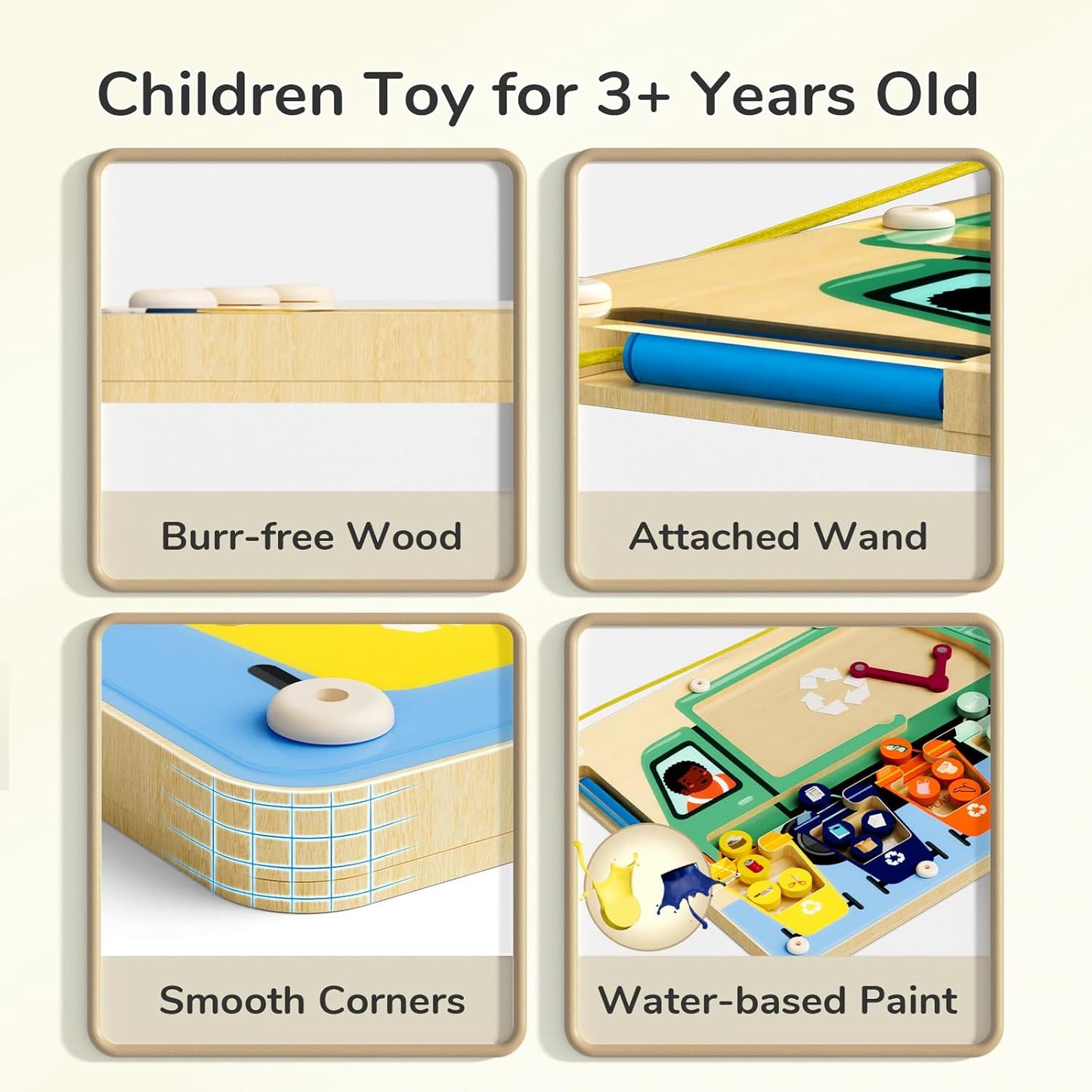 TOP BRIGHT Wooden Magnetic Maze Board for 3 4 5 Years Old, Wooden Activity Board, Learning Color Recognition Magnetic Beads Fine Motor Toys for Kids Age 3+ Years Old Boy Girl