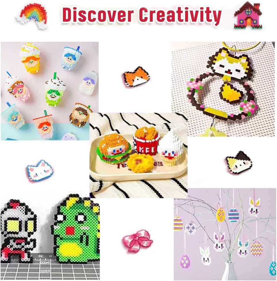 26000PC 2.6mm Mini Fuse Beads, 48 Colors Melty Beads Includes Pegboard & Ironing Paper，Christmas Home School Arts and Crafts Supplies for Kids