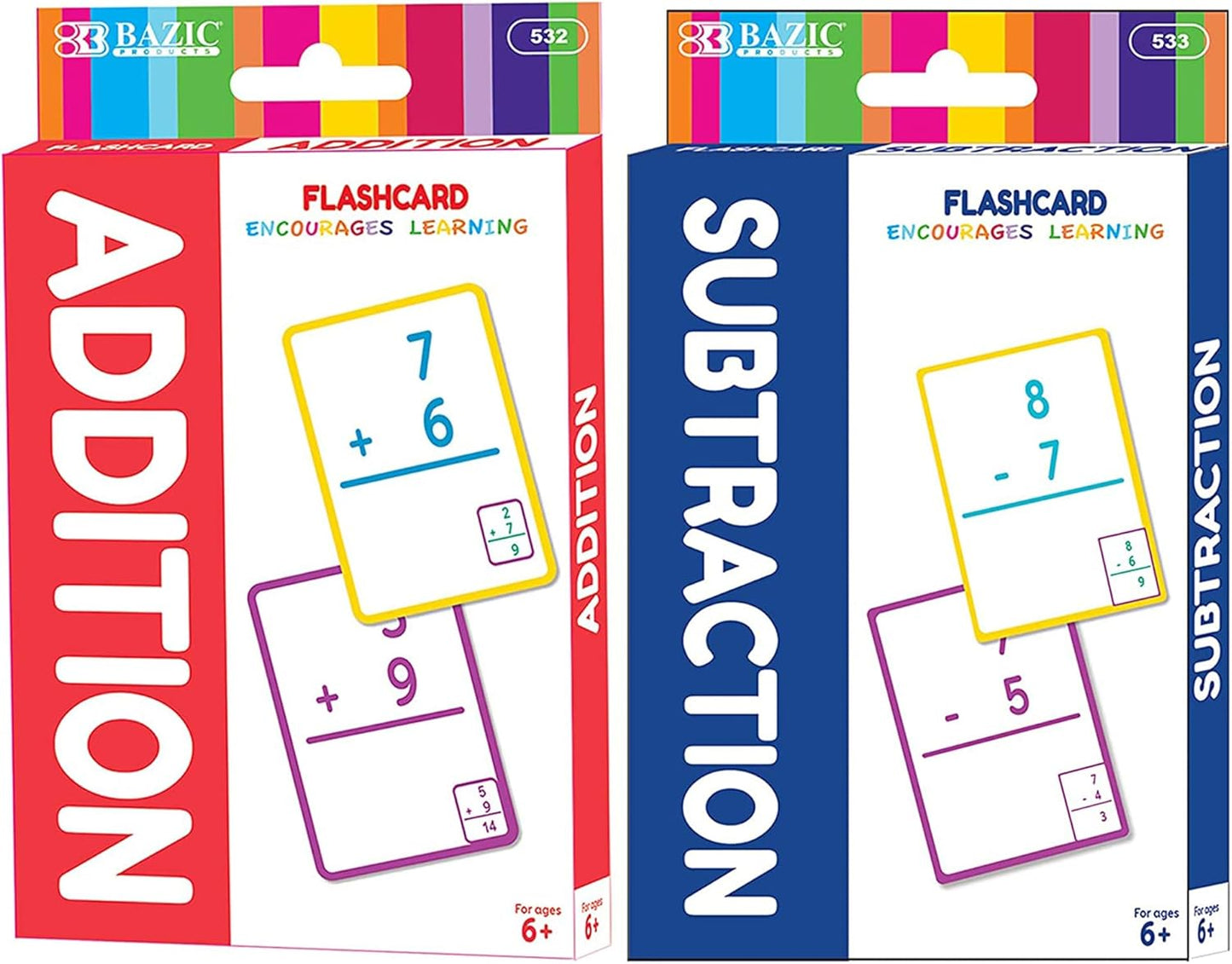 BAZIC Products Multiplication & Division Flash Cards, Educational Flash Cards for Kids, Math Flash Cards, Ideal for Math Learning Practice at Home or School, 36 Cards, 2-Pack