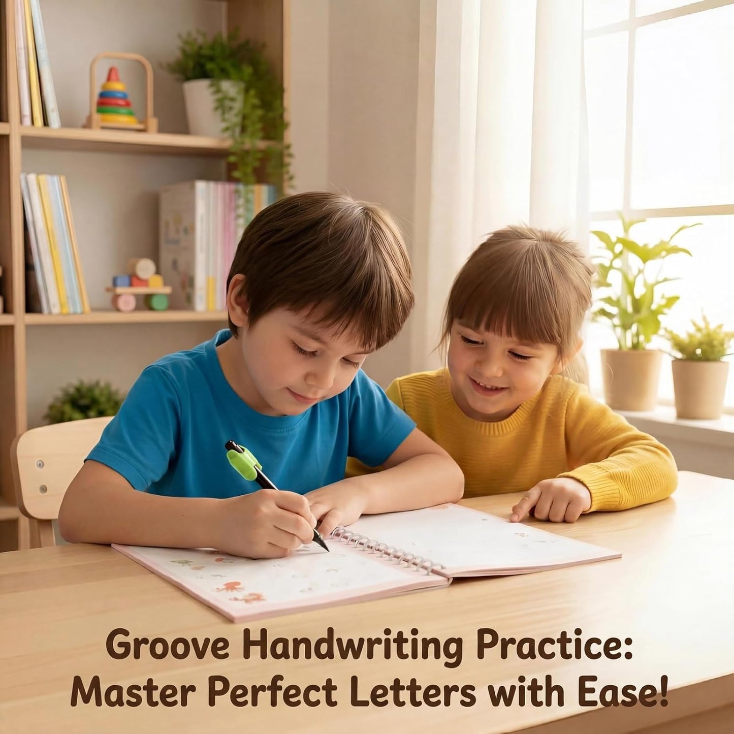 3D Magic Grooved Writing Practice Books for Kids 3-5 4-8, Reusable Groove Handwriting Books with Disappearing Ink, Preschool Learn to Write Tracing, Kindergarten Homeschool Classroom (4 PACK )