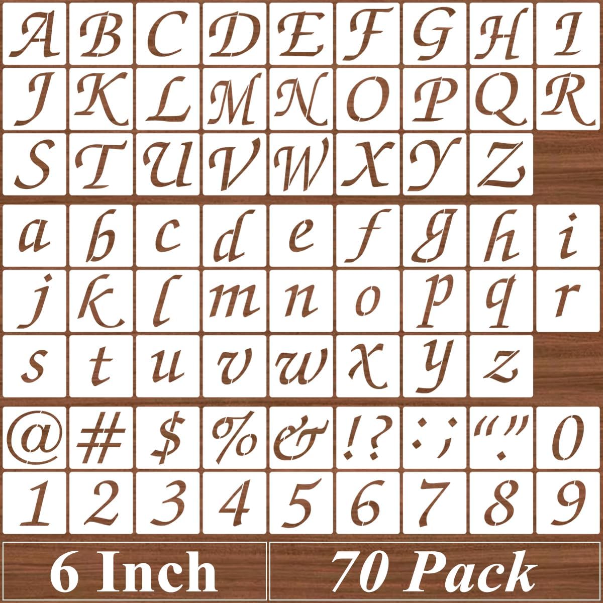 2.5 Inch Alphabet Letter Stencils - 70 Pack Letter Number Stencil Templates with Signs for Painting on Wood, Reusable Calligraphy Letters Stencils for Chalkboard Fabric Wood Signs