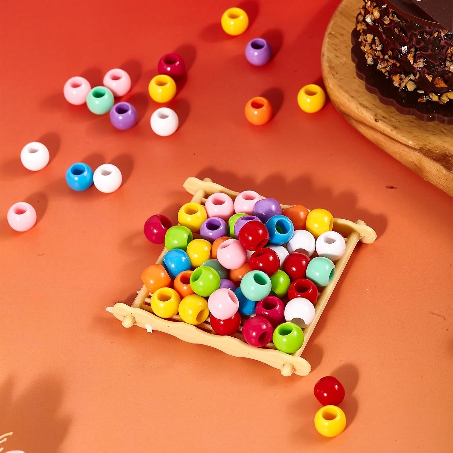 160pcs 12mm Plastics Acrylic Beads Mix 10 Color Large Hole Hair Beads(Hole:5.5mm)