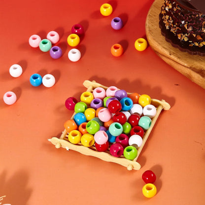 160pcs 12mm Plastics Acrylic Beads Mix 10 Color Large Hole Hair Beads(Hole:5.5mm)