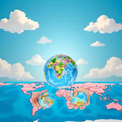 1Pc Blue Squeeze World Map Globe Palm Ball Slow Rising Stress Ball for Birthday Xmas Gifts Xmas Stocking Fillers Party Bag Gifts (7.6CM)