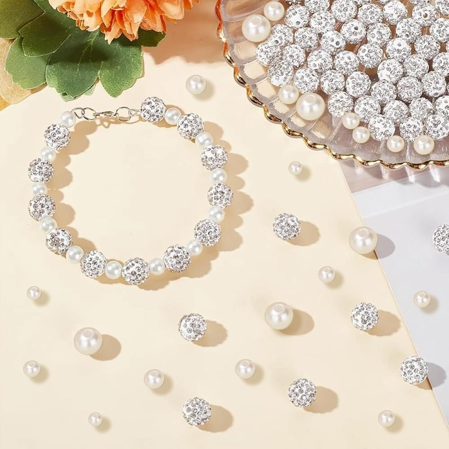 Hpebl 2136PCS Beads for Bracelets Pearl Bracelet Making Kit Friendship Bracelet Kits Bracelet Bead Kits Small Pearl Bead and Gold Beads Beading Kit for Bracelets Jewelry Making Kit