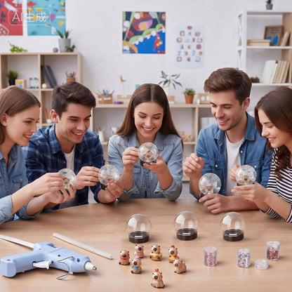 12 Sets DIY Duck Snow Globe Kit for Kids, 12 Globe Bottles, Glow in The Dark Duck Figurines, Glitter Sequins & Mini Hot Glue Gun, Summer Fun Craft Activity Set, Birthday Party Favor Gift