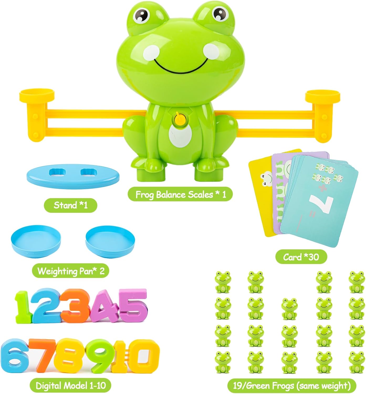 Frog Balance Counting Toys, Cool Math Learning Games for Boys and Girls, Educational Number Preschool Toy, Fun Children's Gift STEM Math Games for Kids Age 3+ (63 PCS)