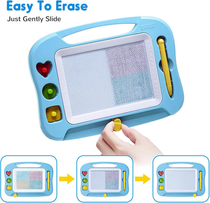 SGILE Toddler Toys for Kids, Large Magnetic Drawing Board for Birthday Gift, Toys for 1 2 3 4 Year Old Girls Boys, Etch & Sketch Pad with 4 Stamps, Learning and Educational, 16 ×13 in, Blue