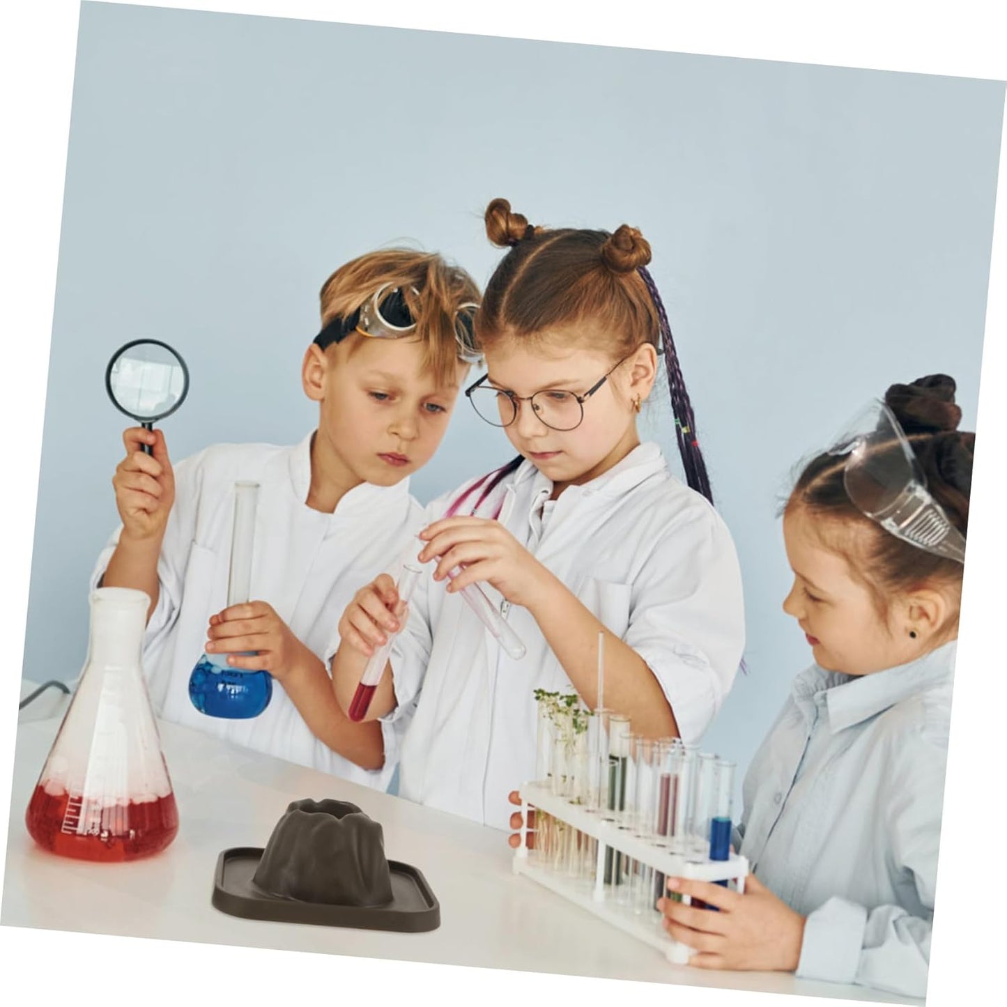 Toddmomy 25Pcs Volcano Science Kit, Plastic Volcanic Eruption Model for Kids STEM Education, Reusable Classroom DIY Experiment Prop