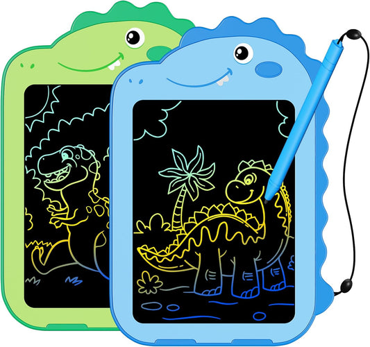 2 Pack LCD Writing Tablet for Kids, 6.5 Inch Colorful Doodle Board Drawing Tablet, Educational Kid Toys, Doodle Pad Dinosaur Toys for 3 4 5 6 7 8 Year Old Boys Girls