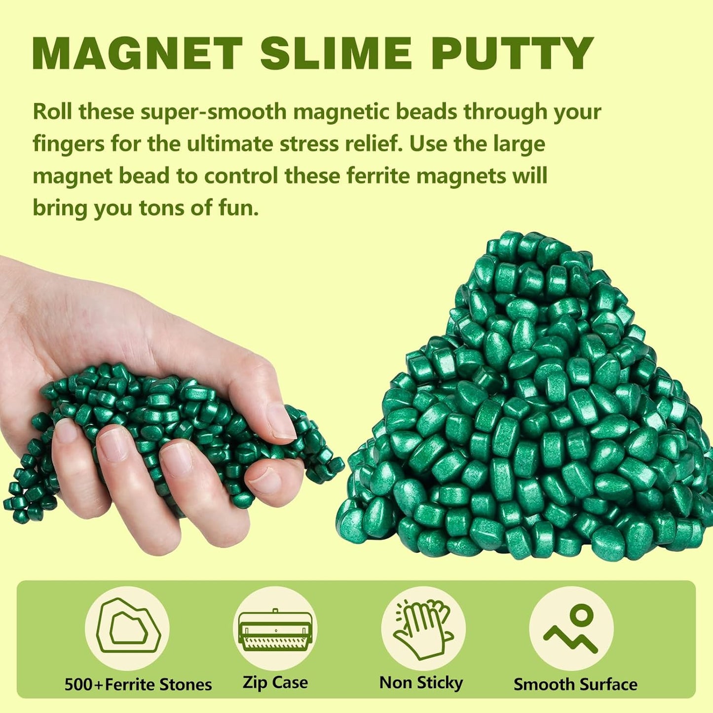 Umnodobn Magnet Slime Putty, Fidget Toy Ferrite Putty Beads, Hematite Magnetic Stones Eggs with 1.26 inch Magnet Balls, Cool Desk Toy, EDC Toy Science Kit Gift