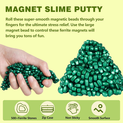 Umnodobn Magnet Slime Putty, Fidget Toy Ferrite Putty Beads, Hematite Magnetic Stones Eggs with 1.26 inch Magnet Balls, Cool Desk Toy, EDC Toy Science Kit Gift