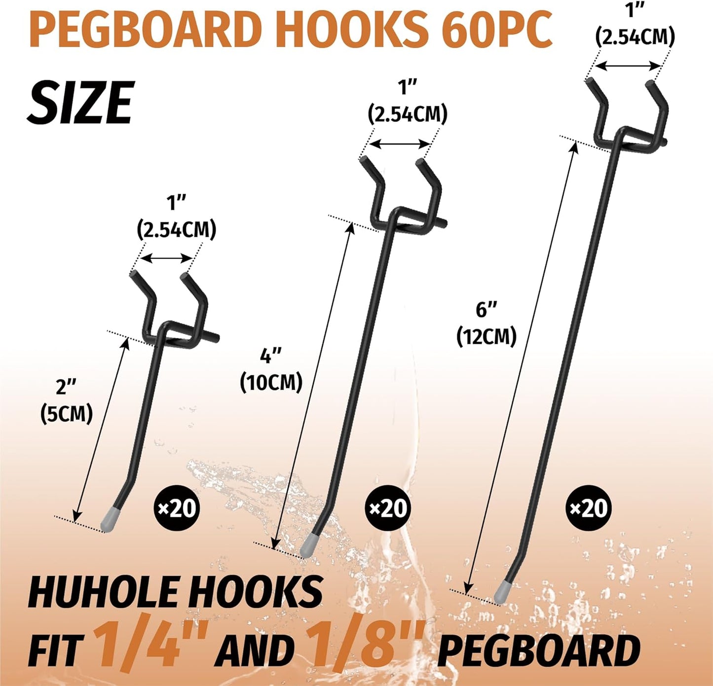 HUHOLE 50-Pack Pink Pegboard Hooks 2 Inch, Decorative Metal Peg Board Hangers with Rubber Safety Tips, Fits 1/8" & 1/4" Boards, Heavy Duty Organizer for Craft Room, Nursery, Garage & Retail Display