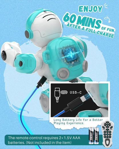 Toys for 3-8 Year Old Boys and Girls, Rechargeable Robot Toys for Kids with Recording Voice, Programming, Gesture Sensing, Singing, Dancing, RC Robot Birthday Gifts for Boys and Girls