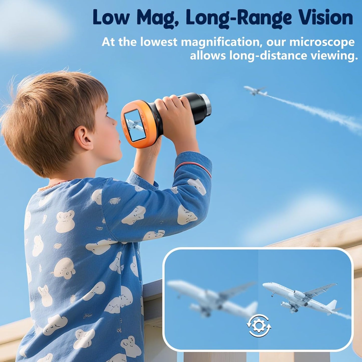Odatay 4K 1000X Digital Microscope for Kids with Long Distance Viewing & 2.4" Screen, Portable Handheld Edu Toys for Kids Age 3-12 Exploring Bugs Plants at Home Classroom & Outdoor Travel, Yellow