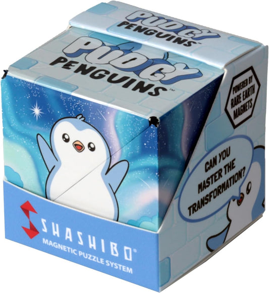 Shashibo Pudgy Penguins Shape Shifting Box – STEM Fidget Toy with Ultra Strong Magnets, Puzzle Cube Transforms into 100+ Shapes, Sensory Gift for Kids, Teens, and Adults (Paxton)