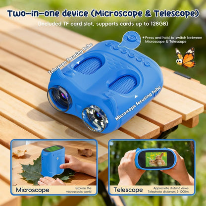 2-in-1 Kids Microscope Telescope, Temodu 2.0" 1000X Digital Microscope for Kids, HD Portable Education Telescope for Kids Birthday Festival Gift, Science Fun Toys for Children Age 4-12 (Purple)