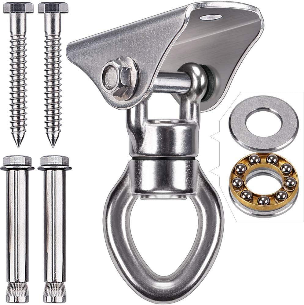 SELEWARE Silent Bearing Swing Swivel, 360° Rotational Device Hanging Accessory with Removeable Buckle for Tree Swing, Hammock Chair, Climbing Rope, Yoga, Kids Swing Swivel 1200LB Capacity, 2 Pack