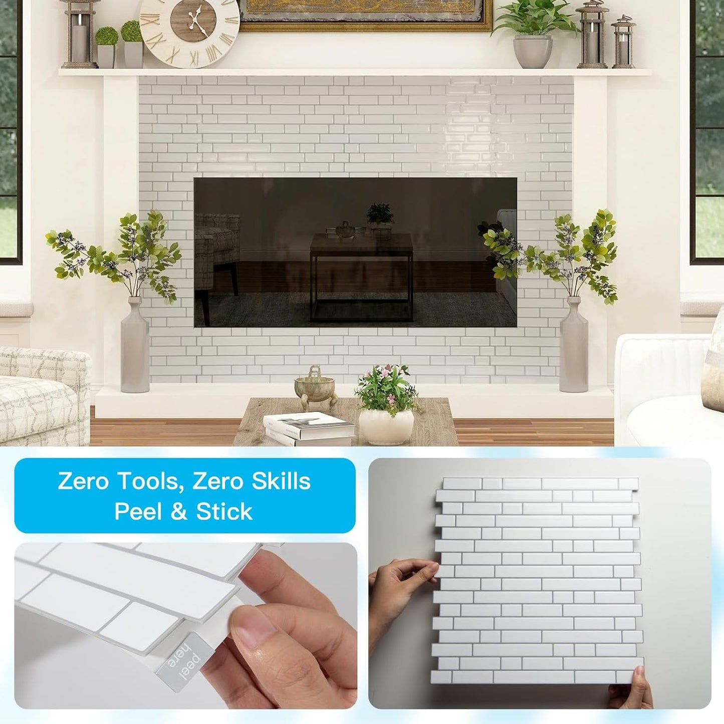 Art3d 10-Sheet Heavy-Duty Peel and Stick Backsplash, Waterproof Wall Tiles Stick on Kitchen Backsplash Living Space, Carrara Grey
