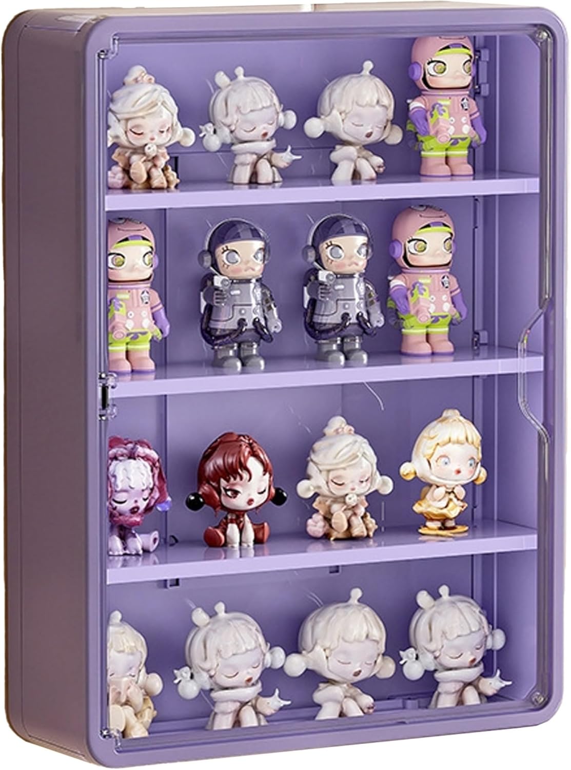 HGYZE Peg Boards for Wall with Shelf & Hooks, No Punching Craft Storage, Small Pegboard Ledges Organizer for Hanging Keychains, 4 Pack Decorative Wall Panel Kits for Blindboxes Lightweight Dolls, Pink