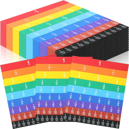Sayglossy 24 Sets Fraction Tiles Sets for Math Fraction Manipulatives Montessori Math Materials EVA Foam Algebra Tiles Games for Classroom Teaching Aids, Homeschool Supplies