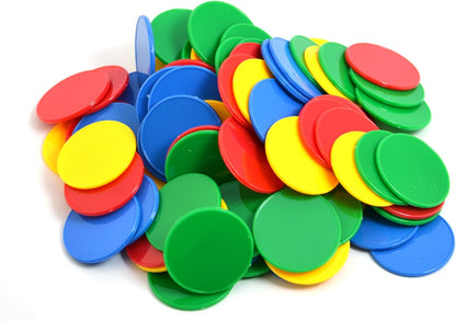Smartdealspro 100pcs 32mm/1.26 Inch Opaque Plastic Learning Counters Disks Mini Poker Chips Game Tokens with Storage Box (Red)
