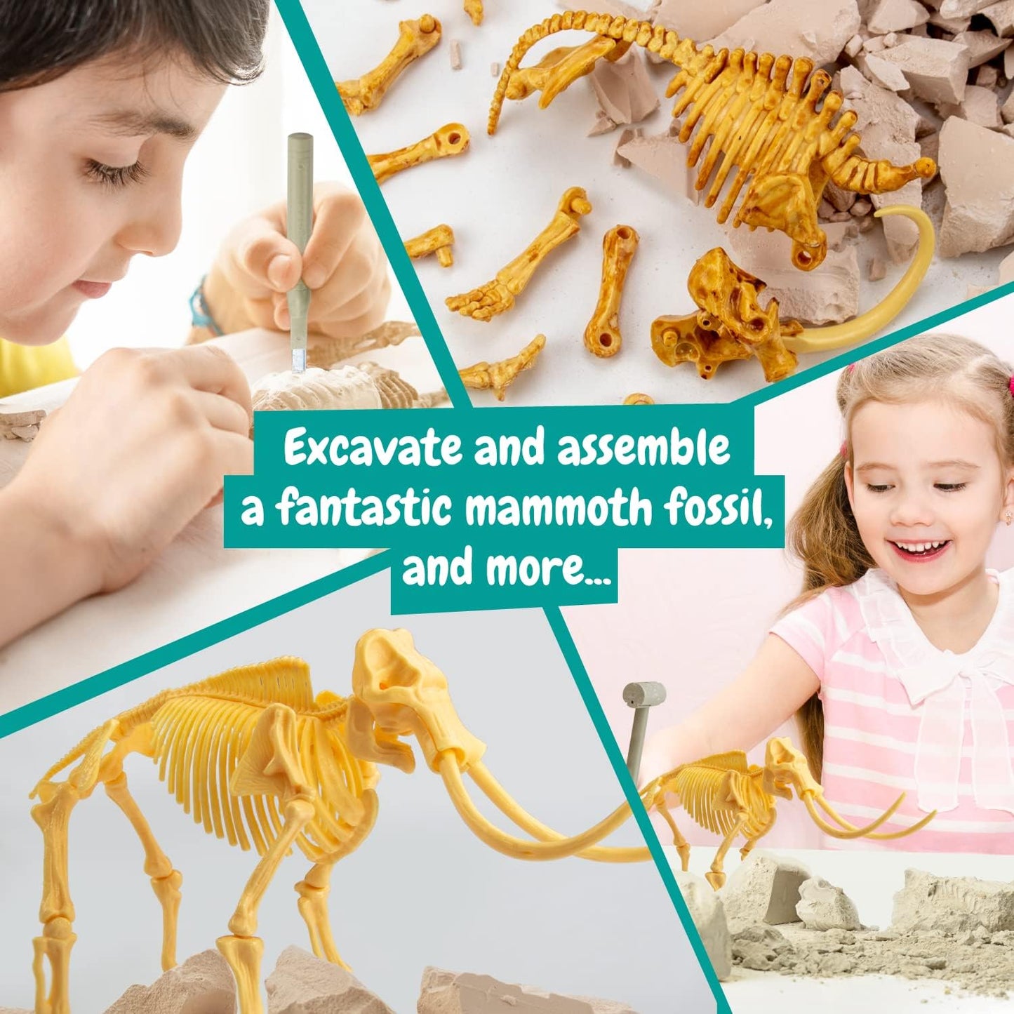 Science4you Triceratops Dinosaur Fossil Digging Kit - Excavate and Assemble 10 Dino Bones, Dinosaur Archeology and Paleontologist Toys, Games, Gifts for Boys and Girls Age 6 7 8 9 10+