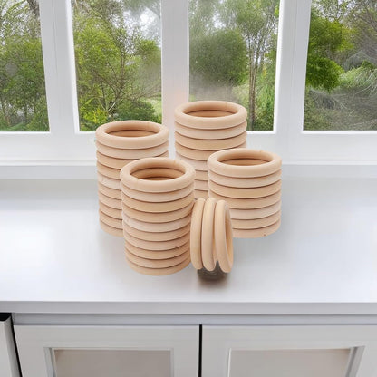 Yesland 40 Pcs Wooden Rings - 2.7 Inch/70mm Natural Solid Wood Ring Smooth Unfinished Wood Circles - Perfect for DIY Craft, Macrame, Crochet, Ring Pendant, Connectors Jewelry Making