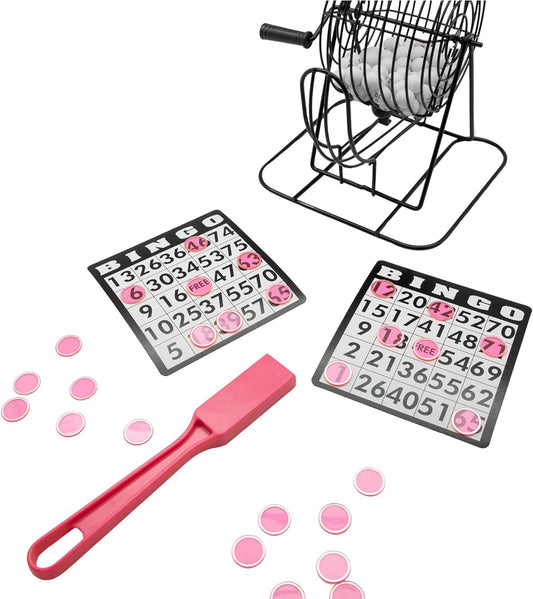 Magnetic Bingo Chips and Wand Set – 100 Plastic Counting Chips for Bingo, Pokeno, Lotteria & Games – Clear Transparent Discs with Magnetic Wand – Bulk Markers & Accessories – Pink, 3/4" in Diameter
