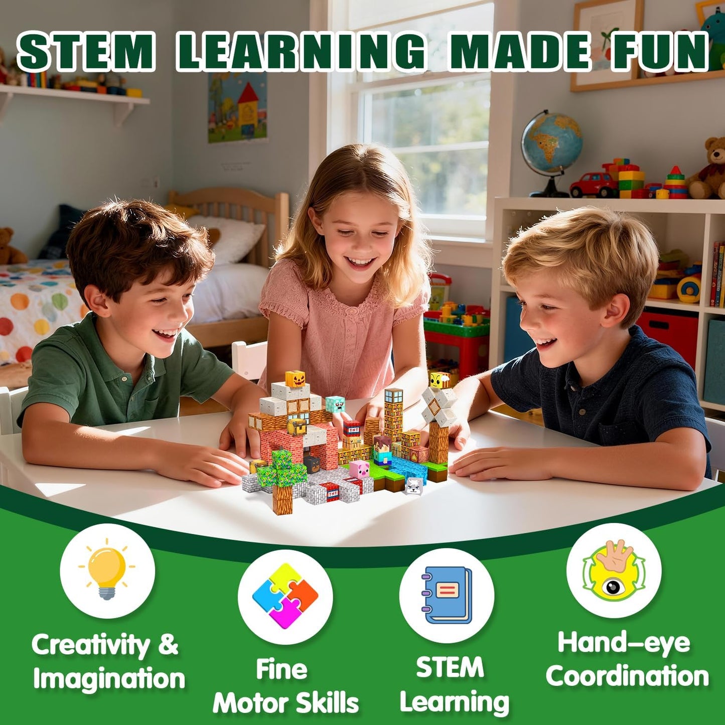 Magnetic Blocks Toys for Kids, 100 PCS Building Blocks Cubes, Stacking Magnetic Tiles Toys for Kids Toddlers Boys Girls Ages 3 4 5 6 7 8-12 Birthday Gifts Party Supplies (Underworld)