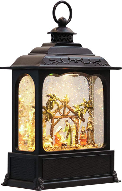 Eldnacele Musical Snow Globe Lantern with Timer, Lighted USB/Battery Operated Swirling Singing Water Glittering Lantern, Snow Globes for Adults and Kids Christmas Decoration- Santa