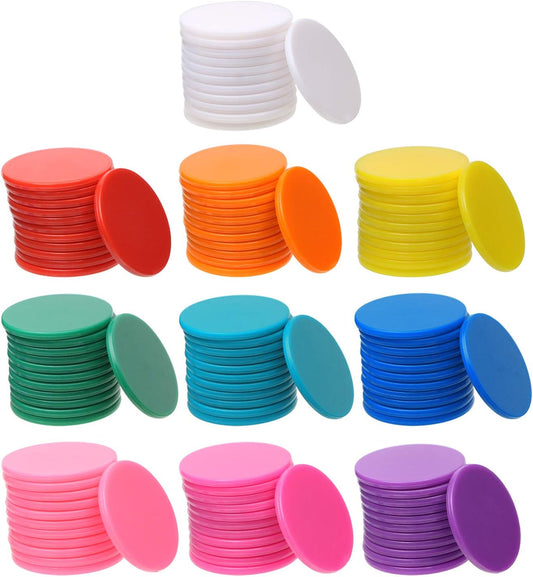 Shapenty 10 Colors Small Plastic Learning Counters Disks Chip Counting Discs Markers for Math Practice and Poker Chips Game Tokens with Storage Box, 25mm/1 Inch,120PCS