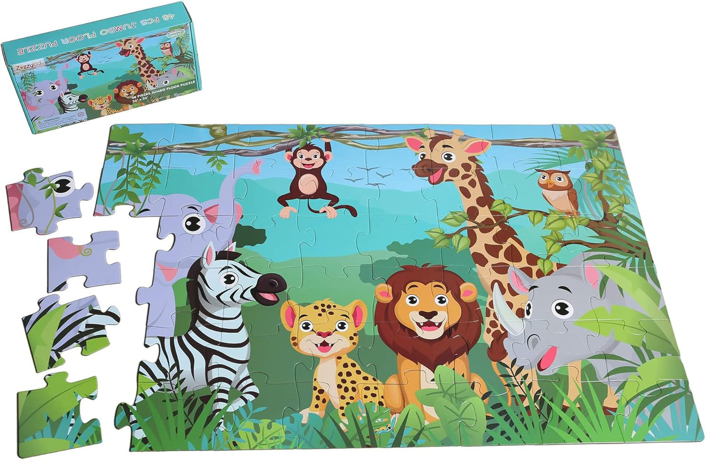 Farm Floor Puzzle for Kids 3-5: Educational Jigsaw Farm Scene - 48-Piece Large Puzzle 36 x 24 inches for Toddlers Learning Education Gift Family Activities