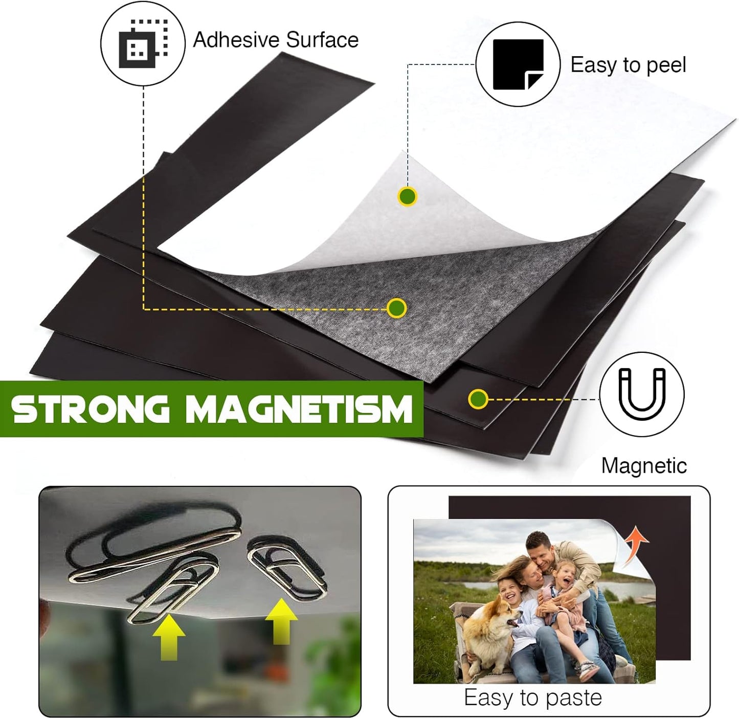 Adhesive Magnetic Sheets for Letter Size 8.5x11 (Pack of 8),Magnet Sheets with Self-Stick Adhesive for Home/Classroom/Office,Easy Cut DIY Paper Craft Magnet