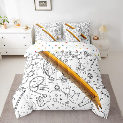 Erosebridal Chemical Equation Bed in a Bag Queen Comforter Set 7 Piece,Chemistry Bedding Sets Science Students Learning Gift Sheet Set with Comforter,Molecular Formula Education Bed Set - Colors A