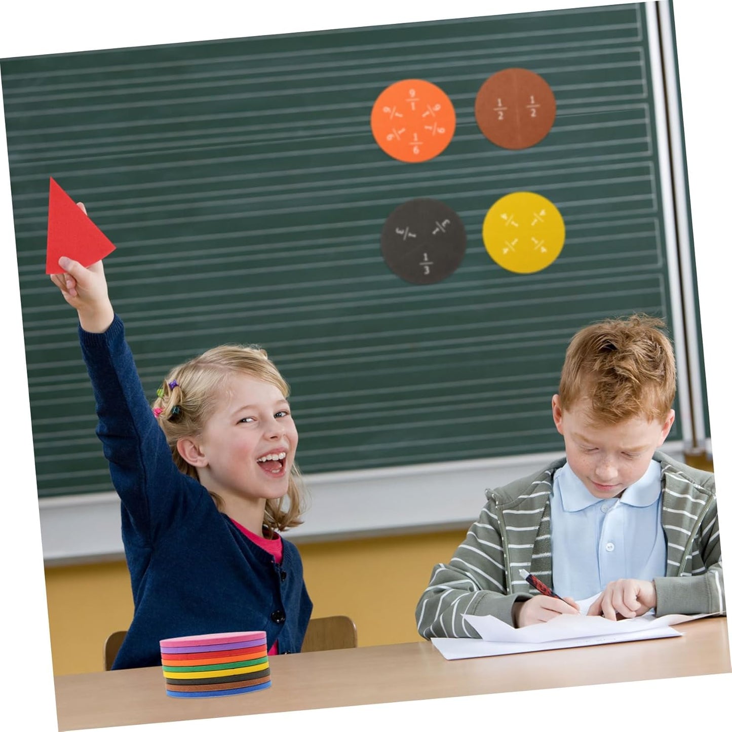 NUOBESTY 3 Sets Eva Fraction Circles Educational Cognition for Early Learning Manipulative Math Trays for Teaching Fractions Engaging Activity for Classroom Home Use