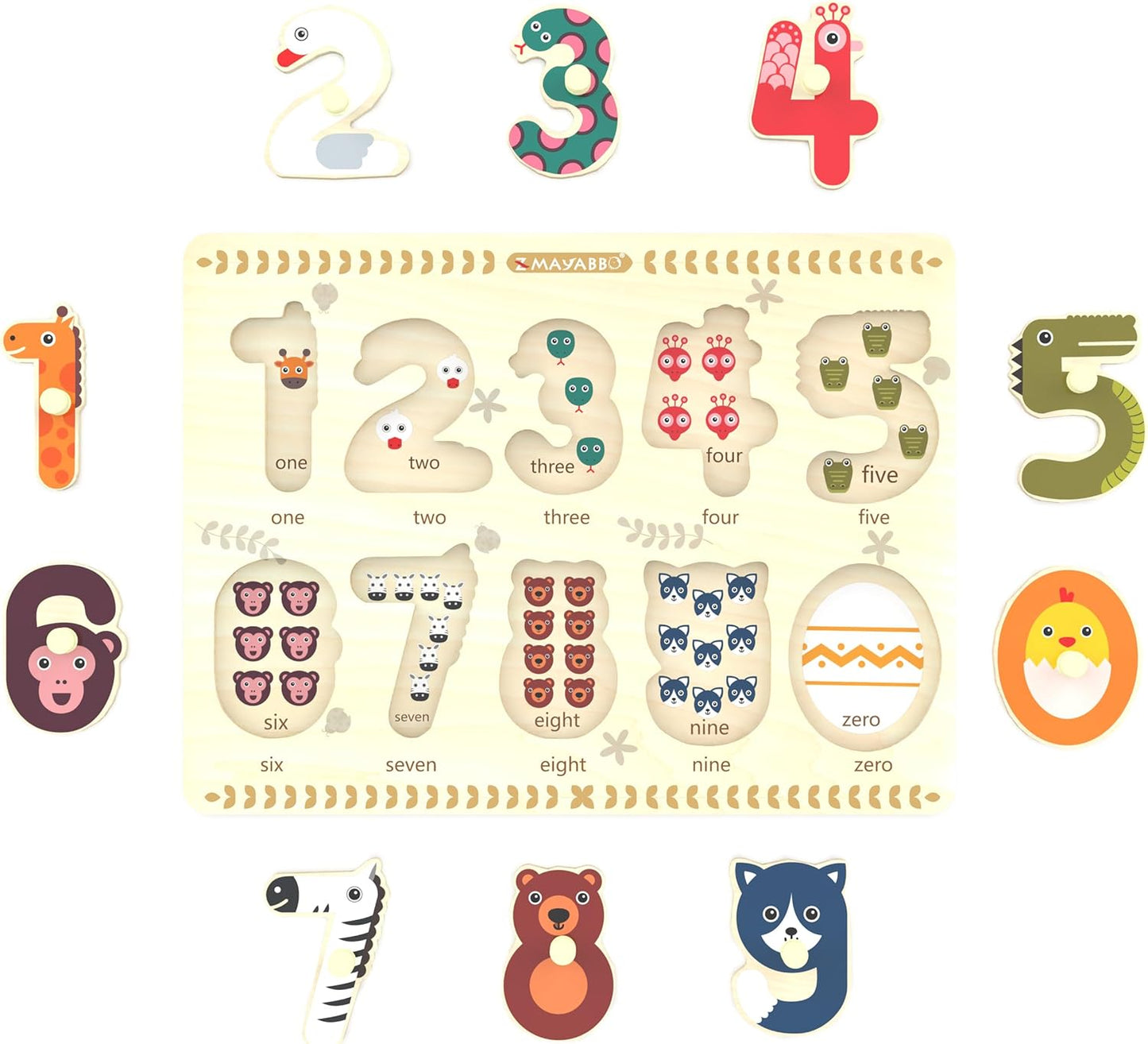 Puzzles for Toddlers 2-4, Wooden Puzzle for Toddlers, Wood Peg Puzzle for Preschool Kids, Number Learning Puzzles Baby Board Toys, 1 2 3 Shape Knob Puzzle for Girls Boys 18Months and Up