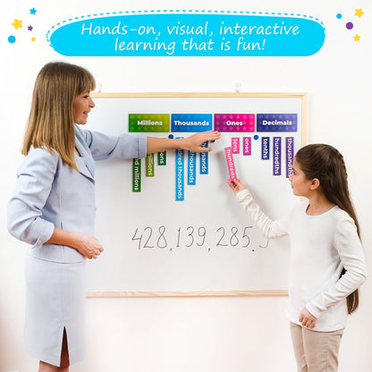 Simply Magic 70 PCS Magnetic Regrouping Activities Kit & 29 PCS Display Magnetic Place Value Set for Math